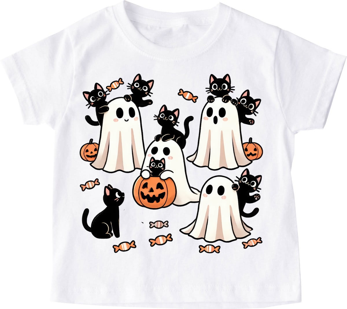 Koszulka dla dziecka na Halloween z kotkami i duszkami - DUSZKI Z KOTKAMI