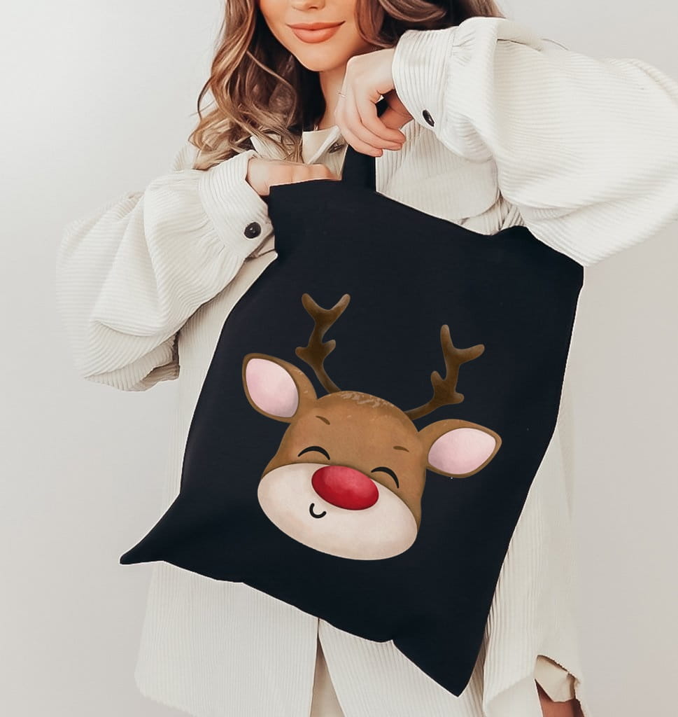 Torba na zakupy bawełniana z reniferem