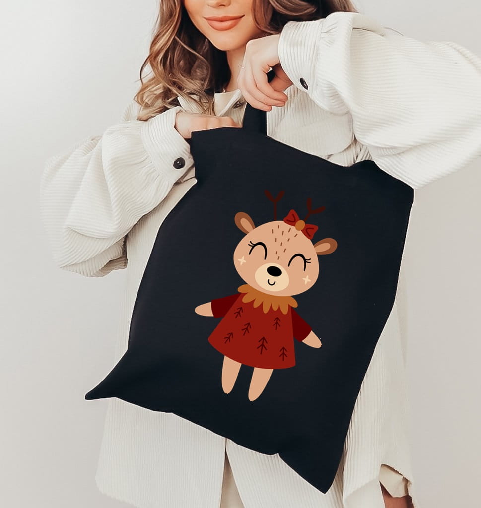 Torba na zakupy bawełniana z reniferem