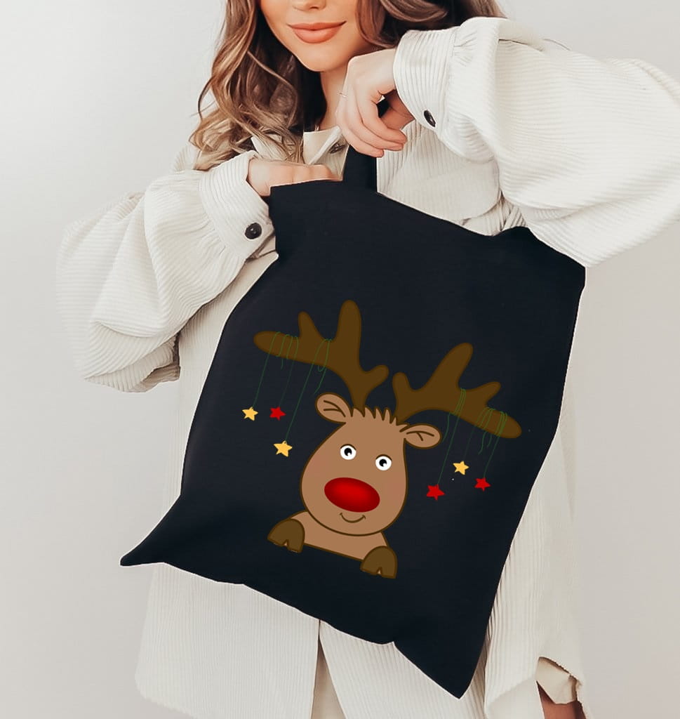 Torba na zakupy bawełniana z reniferem