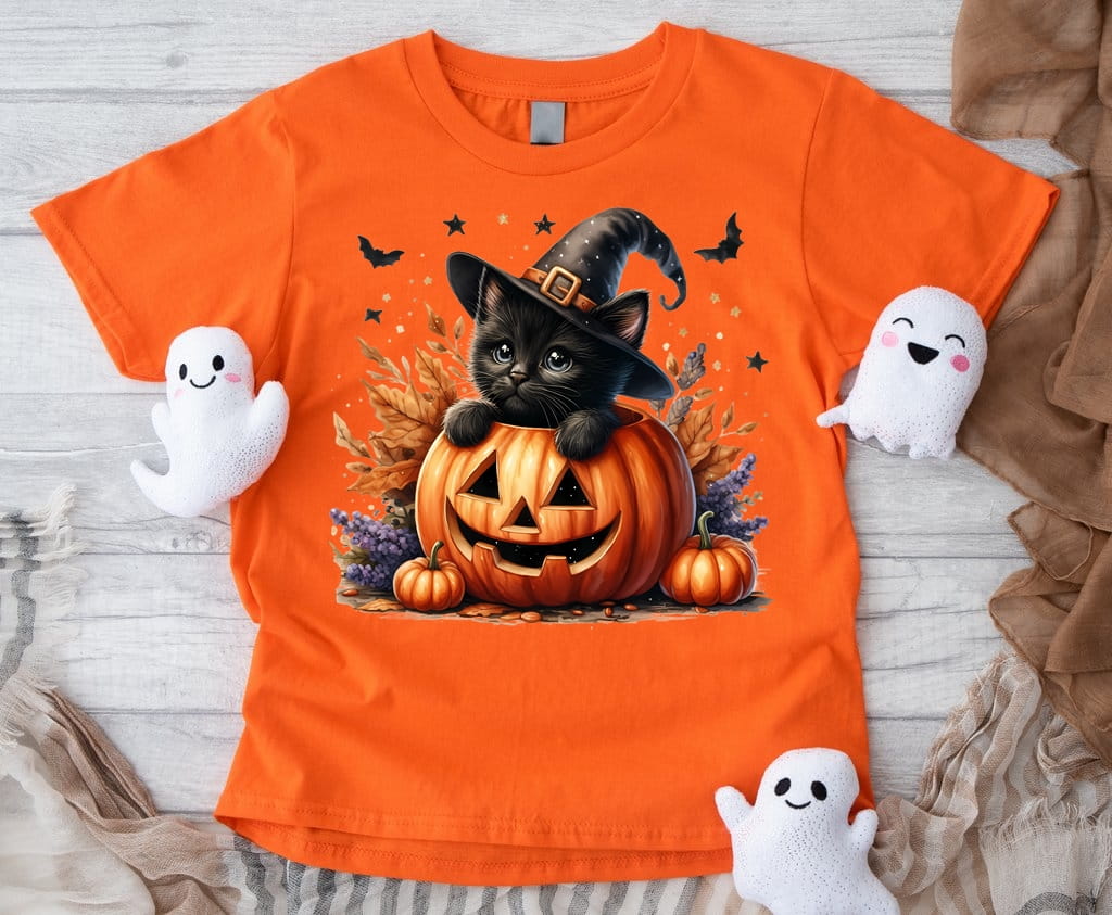 Koszulka z dynią - kolor pomarańczowy wzór kotdynia16