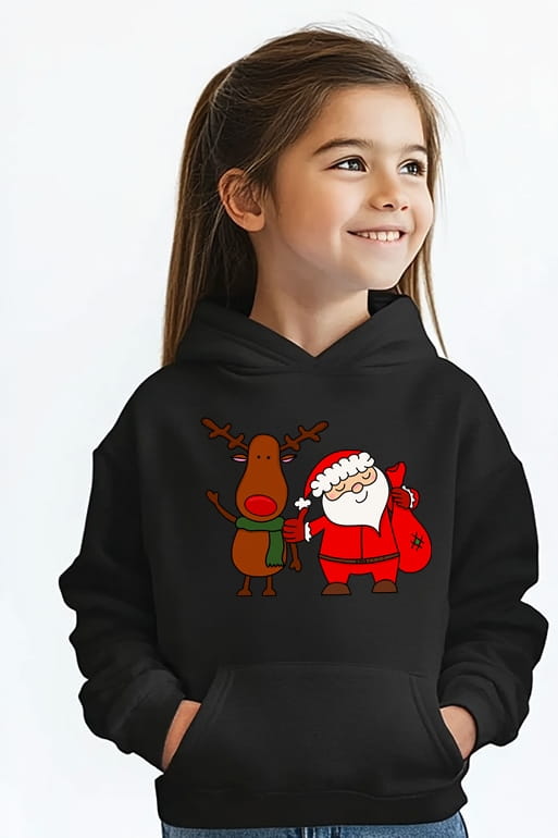 ŚWIĄTECZNA Bluza z koniem dla dziewczynki z mikołajem