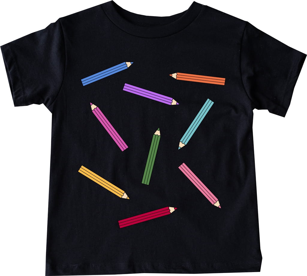Czarna koszulka w kredki na DZIEŃ KREDKI