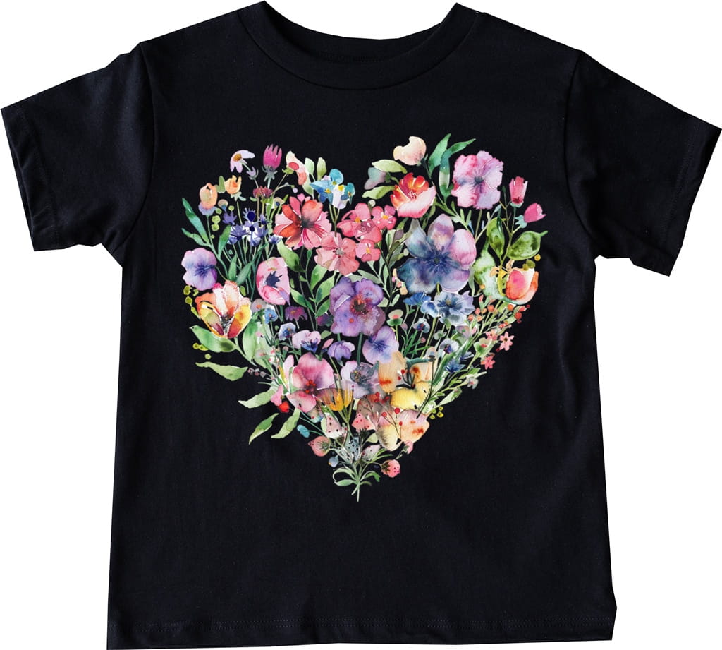 CZARNA Koszulki z sercem dla dziewczynki SERCE31