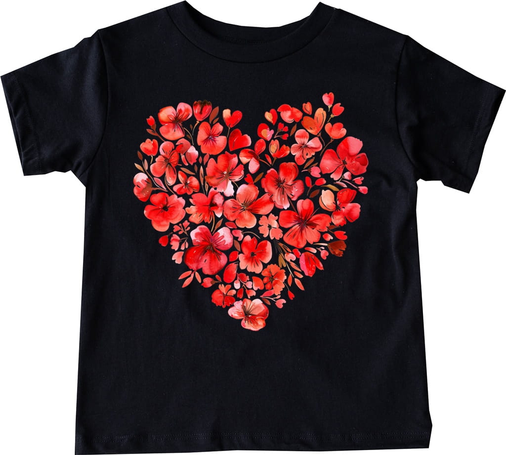 CZARNA Koszulki z sercem dla dziewczynki SERCE32