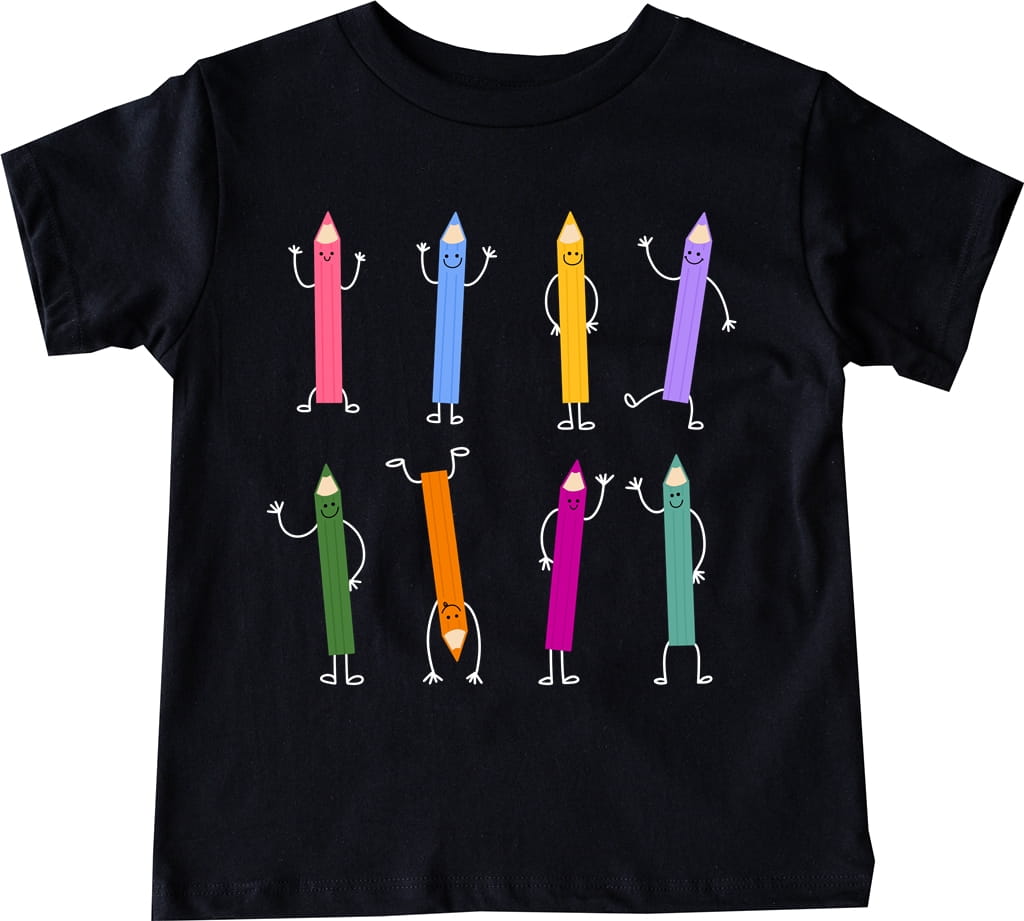 CZARNA Koszulka w kredki na DZIEŃ KREDKI W PRZEDSZKOLU