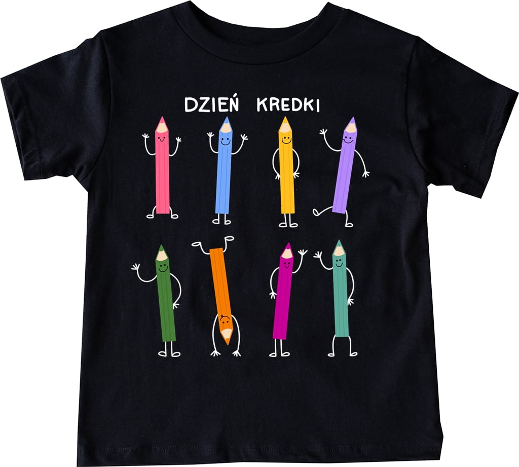 CZARNA Koszulka w kredki na DZIEŃ KREDKI W PRZEDSZKOLU DZIEŃ KREDKI