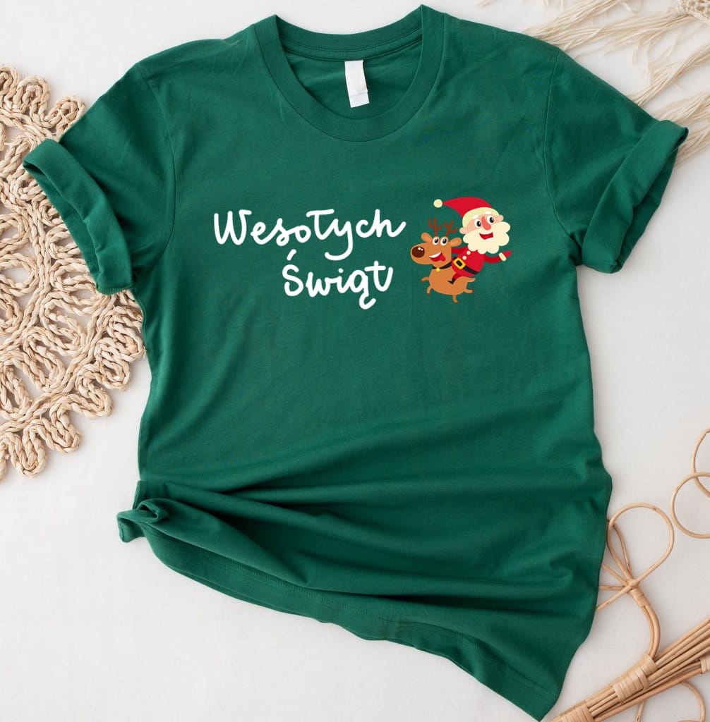 Zielona damska koszulka świąteczna na prezent