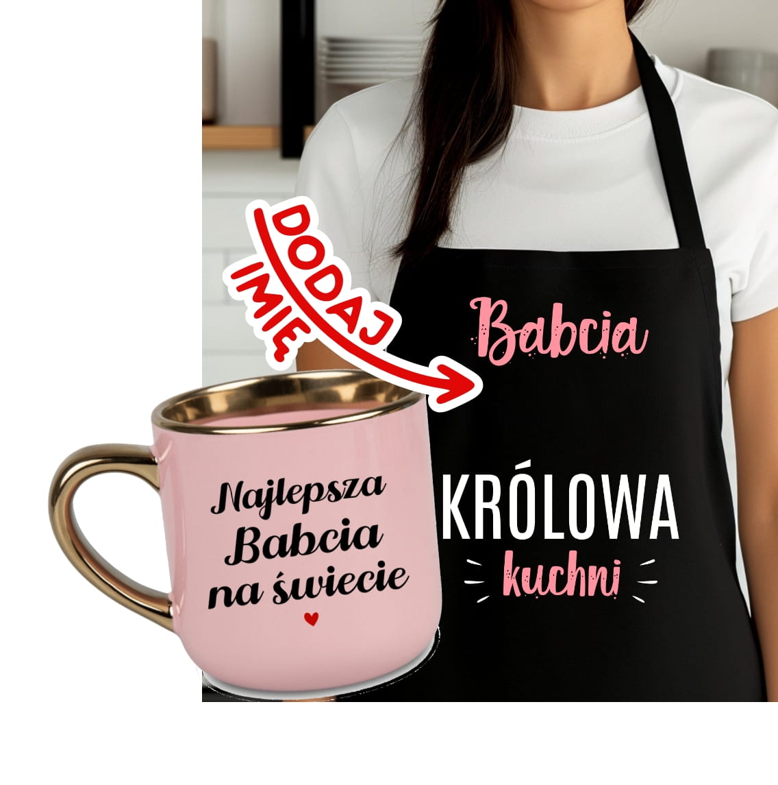 Zestaw prezentowy dla Babci - Fartuch kuchenny plus kubek