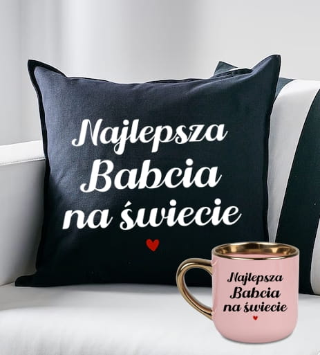 Zestaw prezentowy dla Babci - KUBEK ORAZ PODUSZKA - NAJLEPSZA BABCIA NA ŚWIECIE