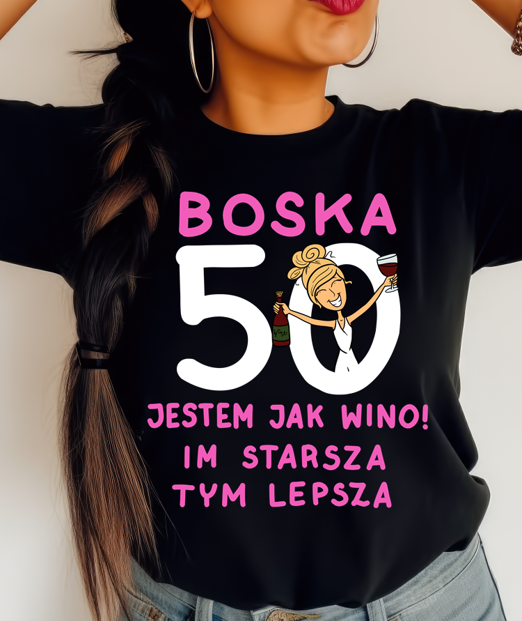 koszulka na 50 urodziny dla koleżanki boska 50 IM STARSZA TYM LEPSZA - BLONDYNKA