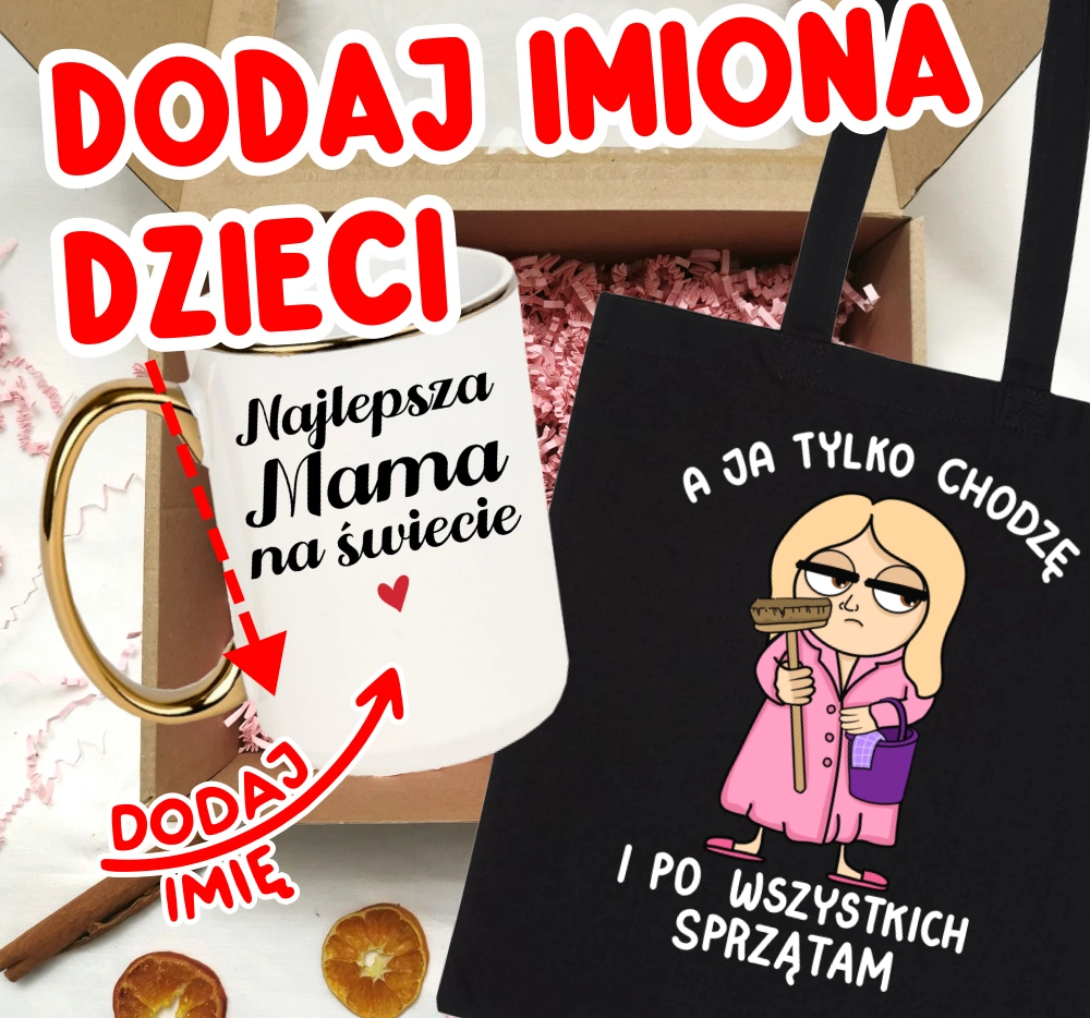 Zestaw prezentowy dla mamy na Dzień Mamy NAJLEPSZA MAMA NA ŚWIECIE Z IMIONAMI DZIECI NA KUBKU dla mamy blondynki