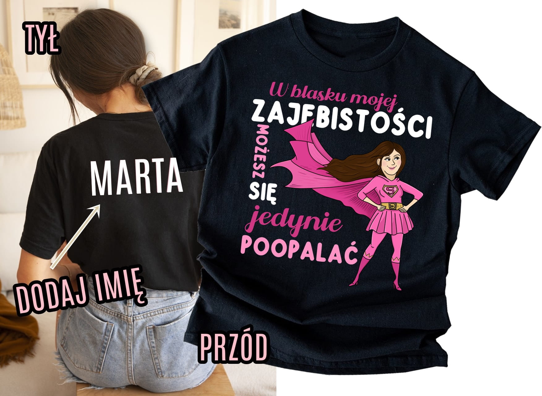 Personalizowana koszulka z imieniem dla BRUNETKI na prezent NA URODZINY- w blasku mojej