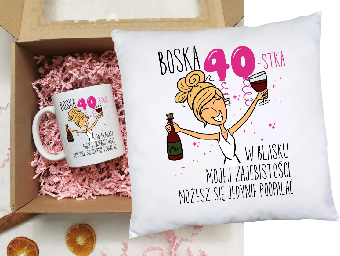 Zestaw prezentowy na 40 urodziny dla blondynki