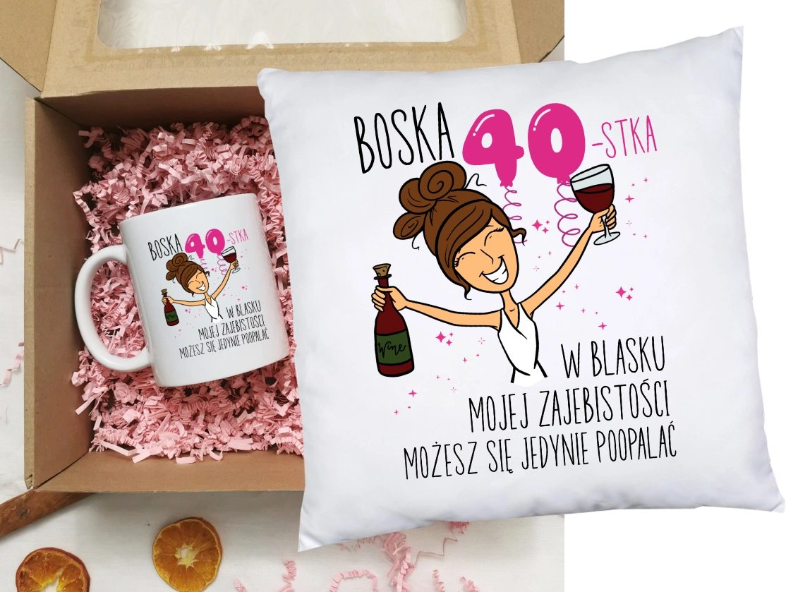 Zestaw prezentowy na 40 urodziny dla brunetki