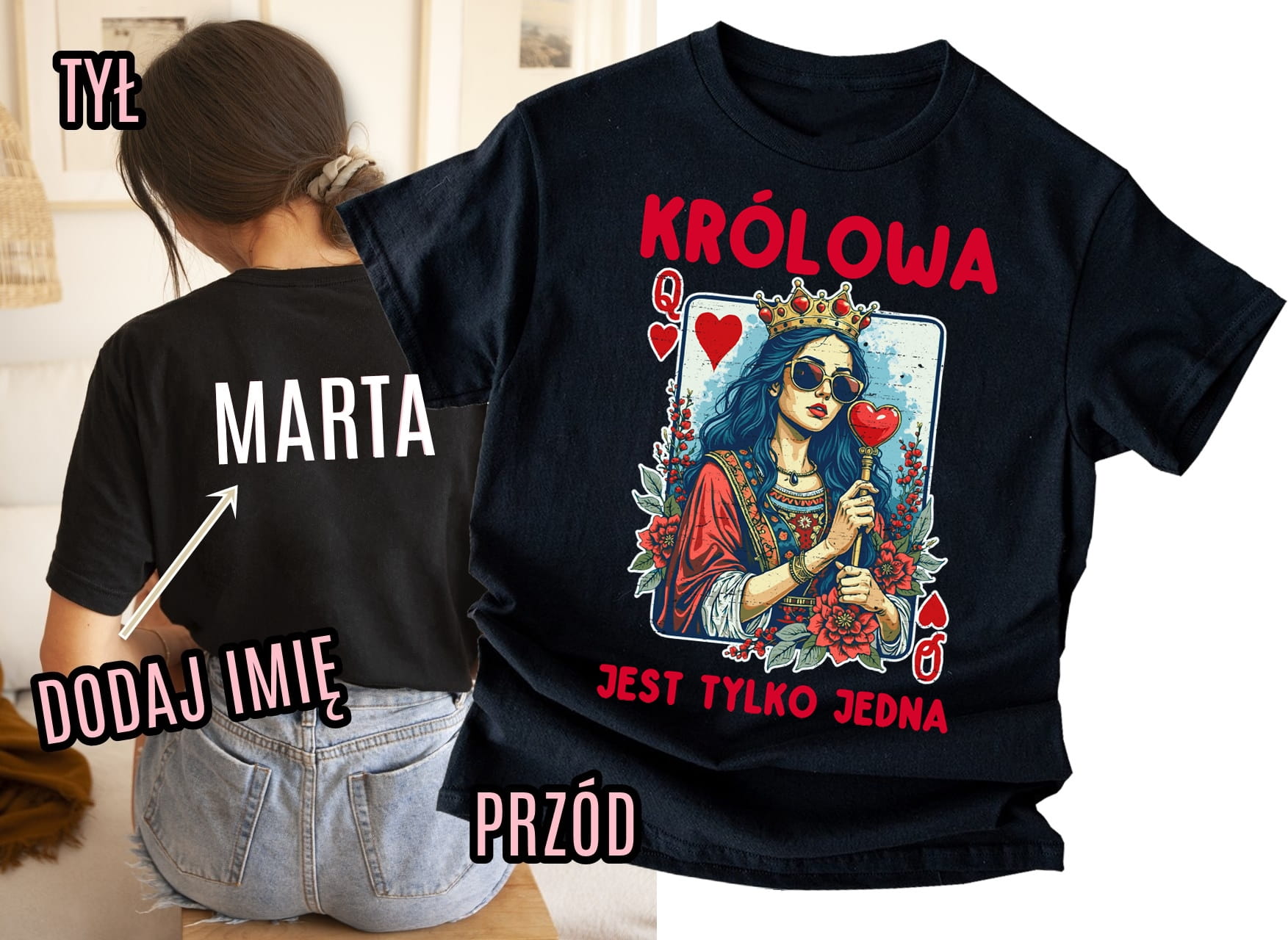 Personalizowana koszulka z imieniem - KRÓLOWA JEST TYLKO JEDNA