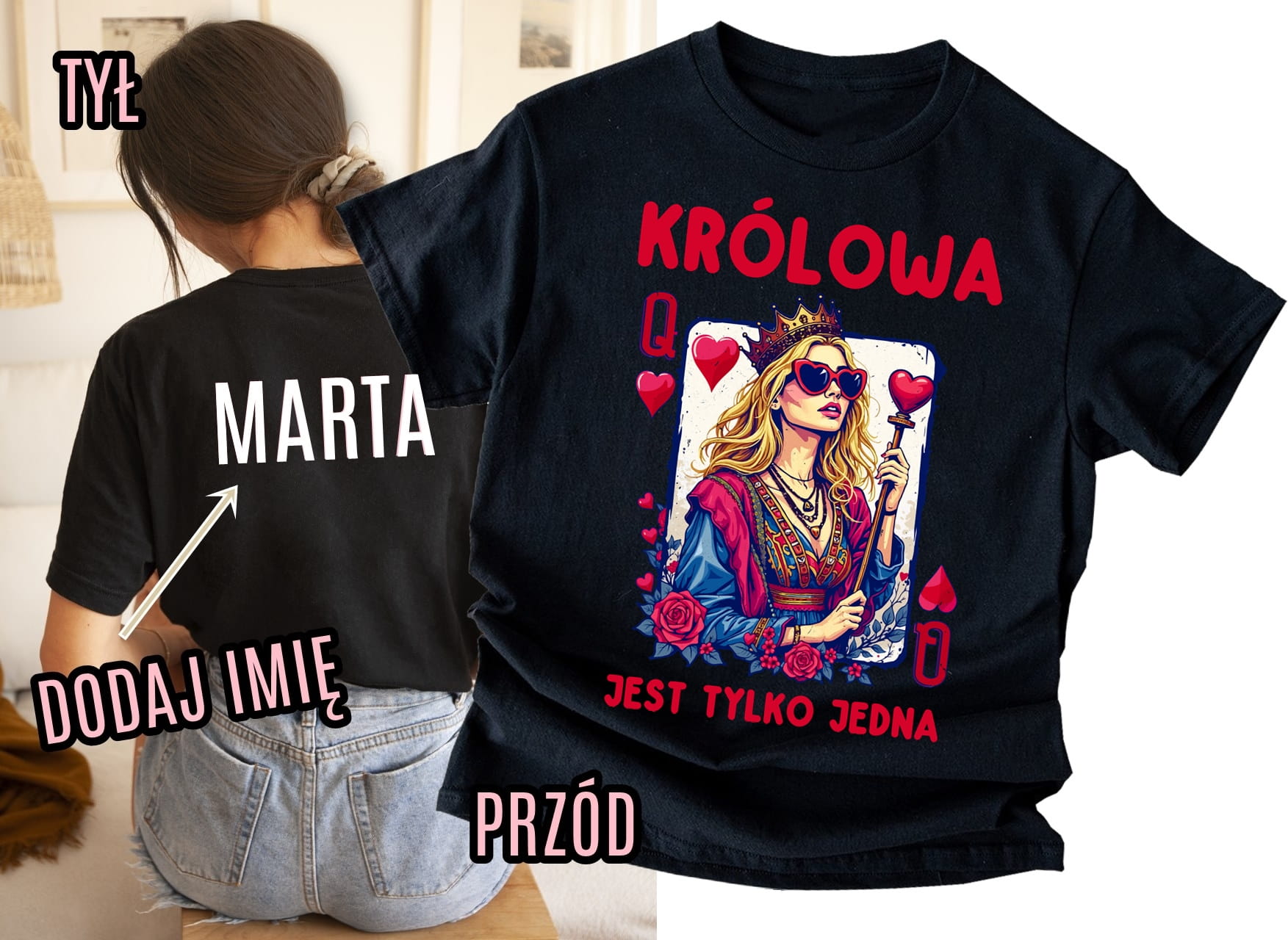 Personalizowana koszulka z imieniem - KRÓLOWA JEST TYLKO JEDNA Z BLONDYNKĄ