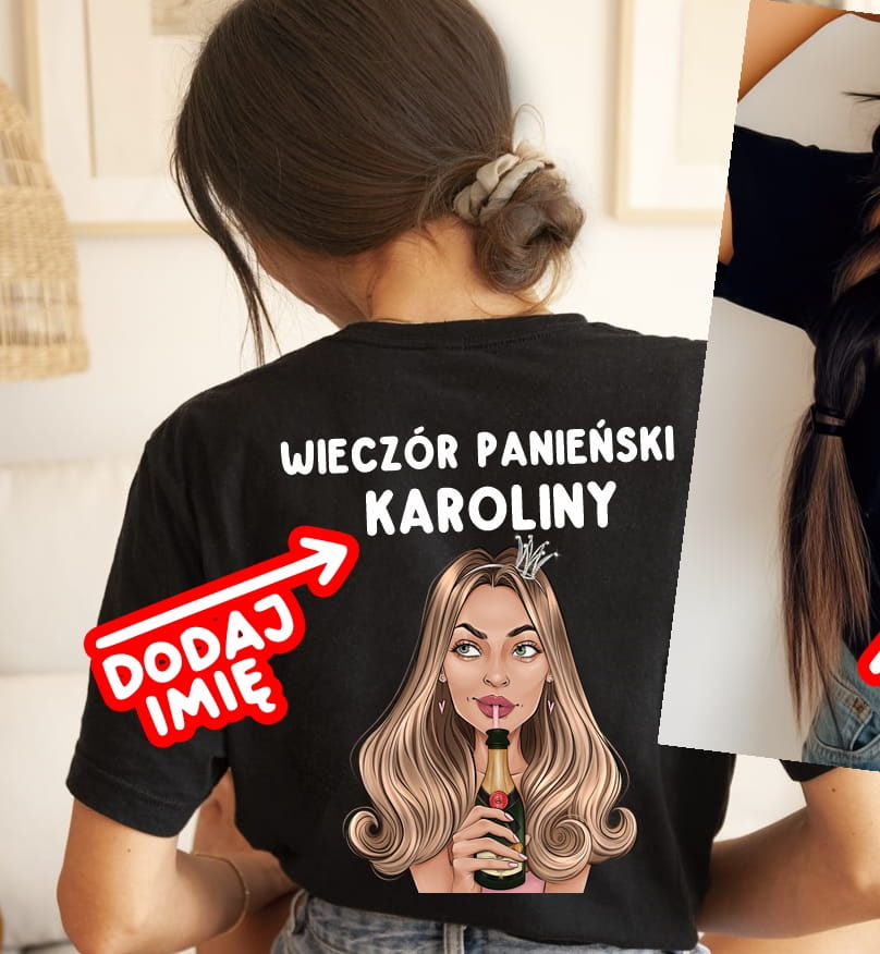 Koszulki na wieczór panieński z imionami - Z BLONDYNKĄ
