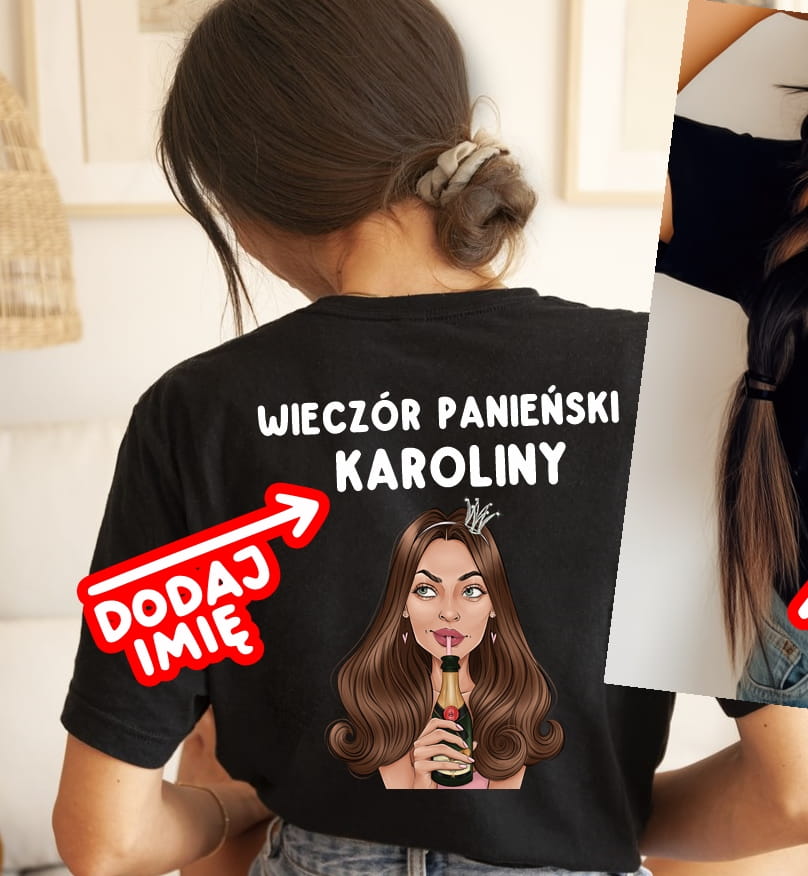 Koszulki na wieczór panieński z imionami - Z BRUNETKĄ