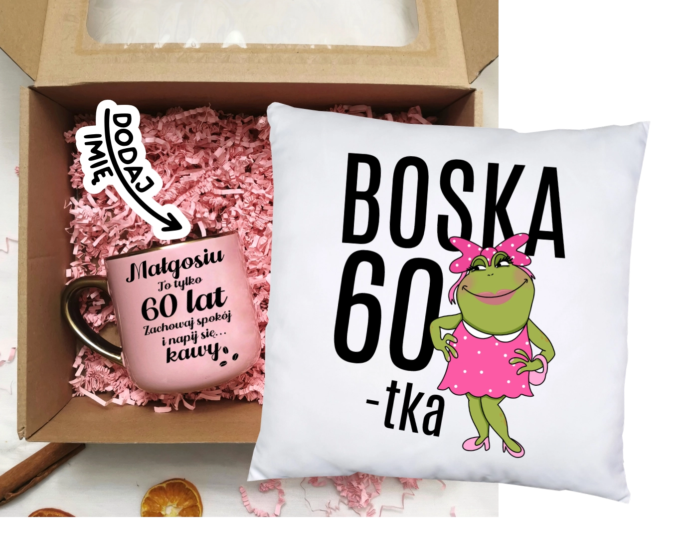 Prezent na 60 urodziny - Zestaw Kubek na 60 urodziny oraz poduszka na 60 urodziny