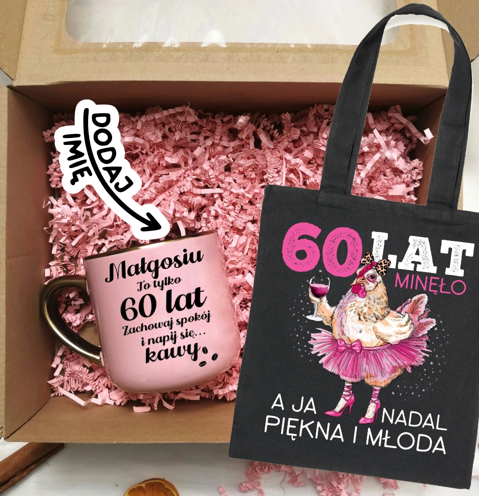 Prezent na 60 urodziny - Zestaw Kubek na 60 urodziny oraz torba