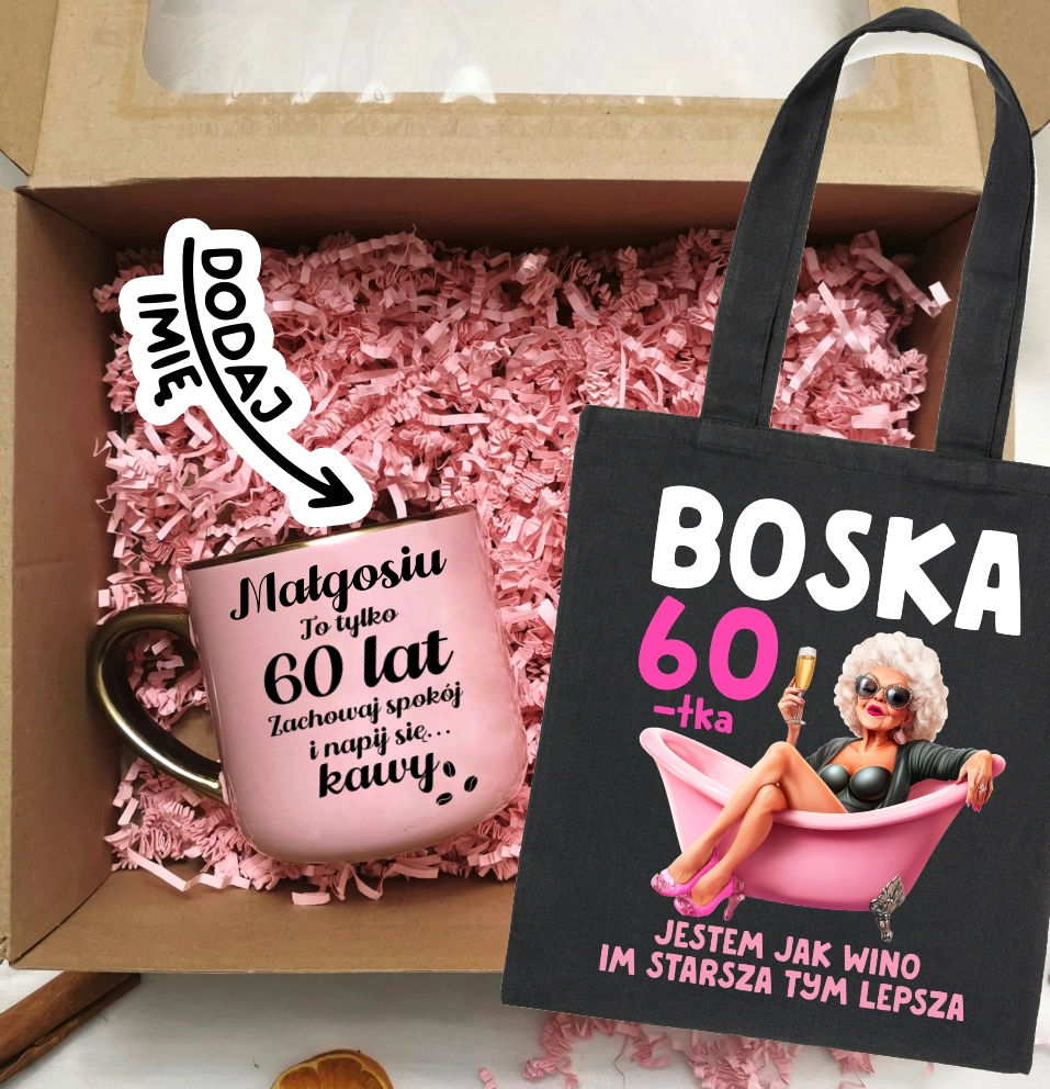 Prezent na 60 urodziny - Zestaw Kubek na 60 urodziny oraz torba