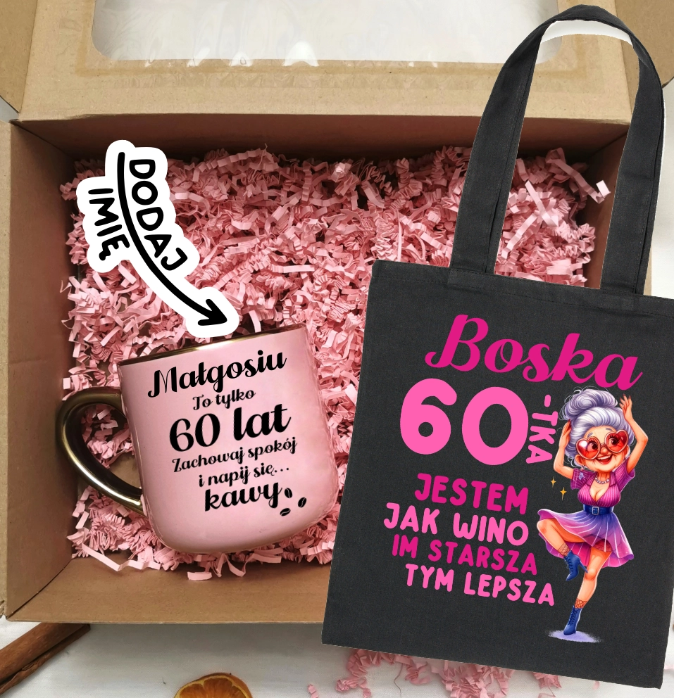 Prezent na 60 urodziny - Zestaw Kubek na 60 urodziny oraz torba