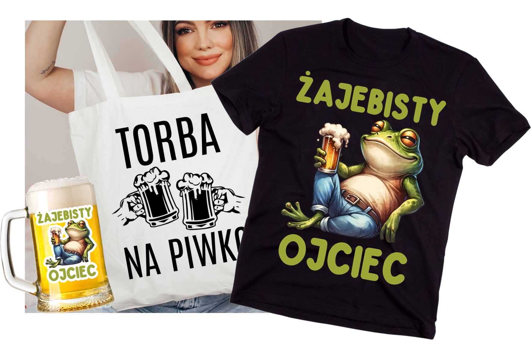 Prezent dla Taty - Zestaw koszulka kufel oraz torba - ZESTAW ŻAJEBISTY OJCIEC