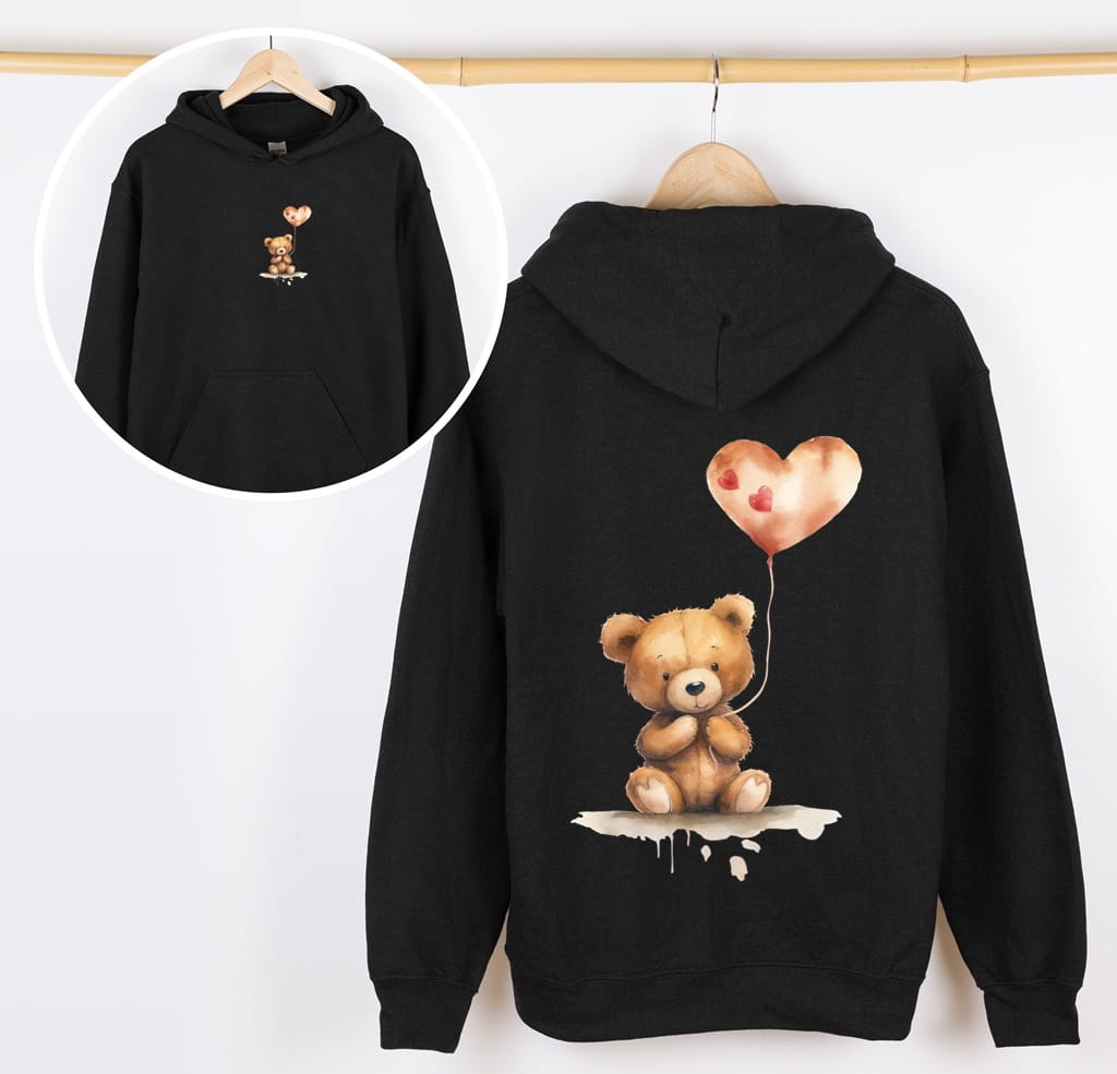 CZARNA Bluza z kapturem dla dziewczynki - wzór misiek39