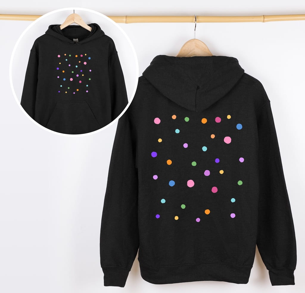 CZARNA Bluza w kropki z kapturem dla dziewczynki