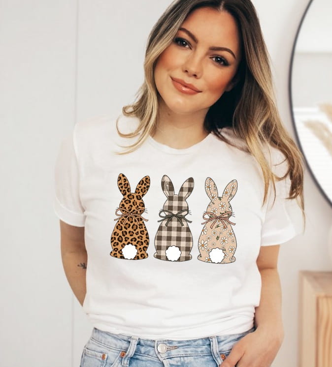 Damska koszulka z królikami na Wielkanoc