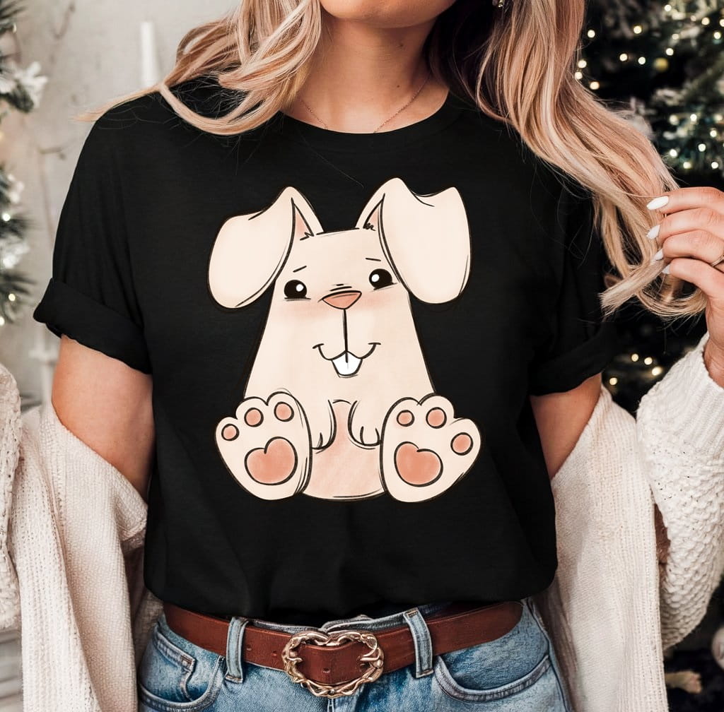 Damska koszulka na Wielkanoc ze śmiesznym zajączkiem