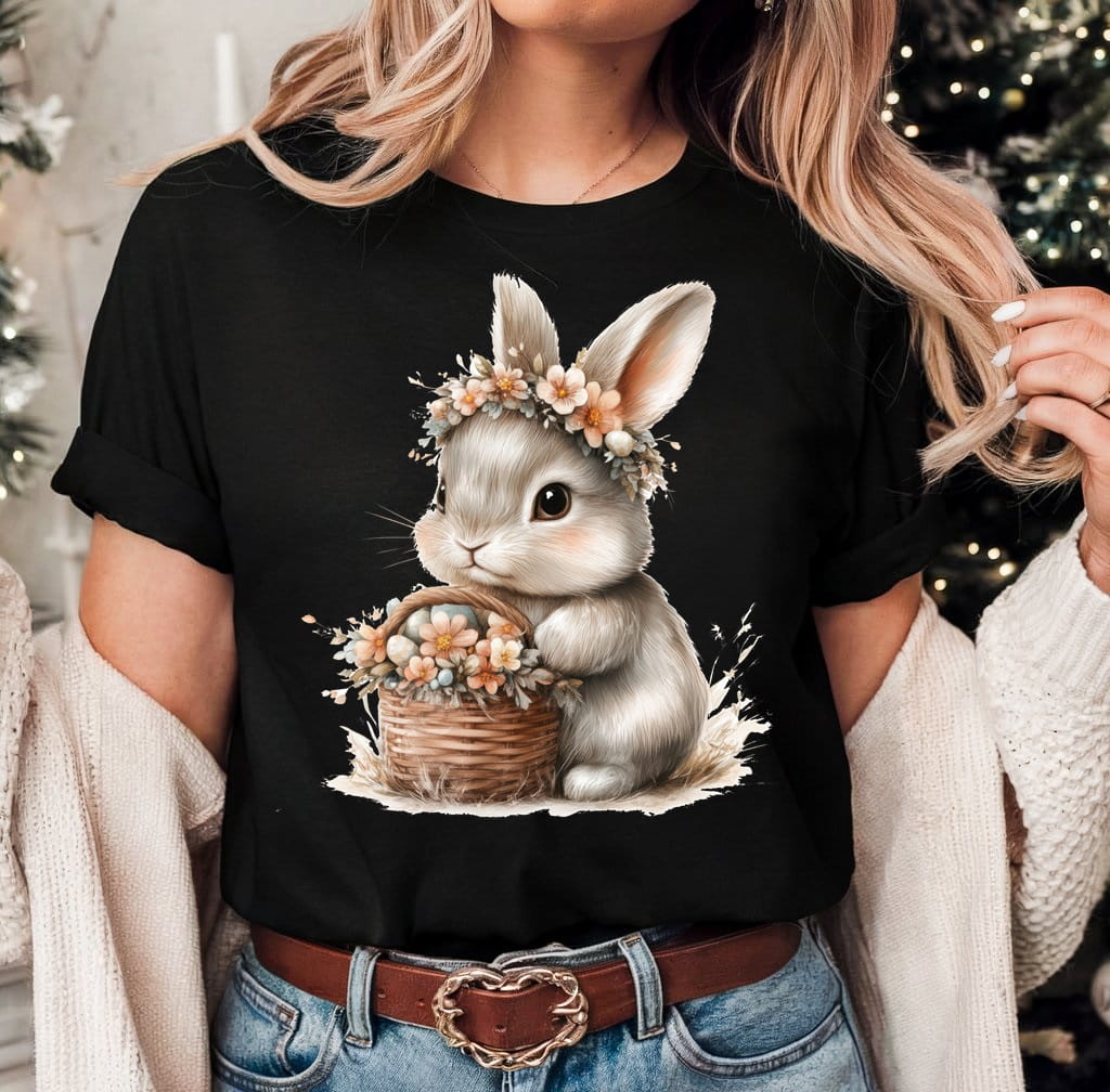 Damska koszulka z królikiem na Wielkanoc