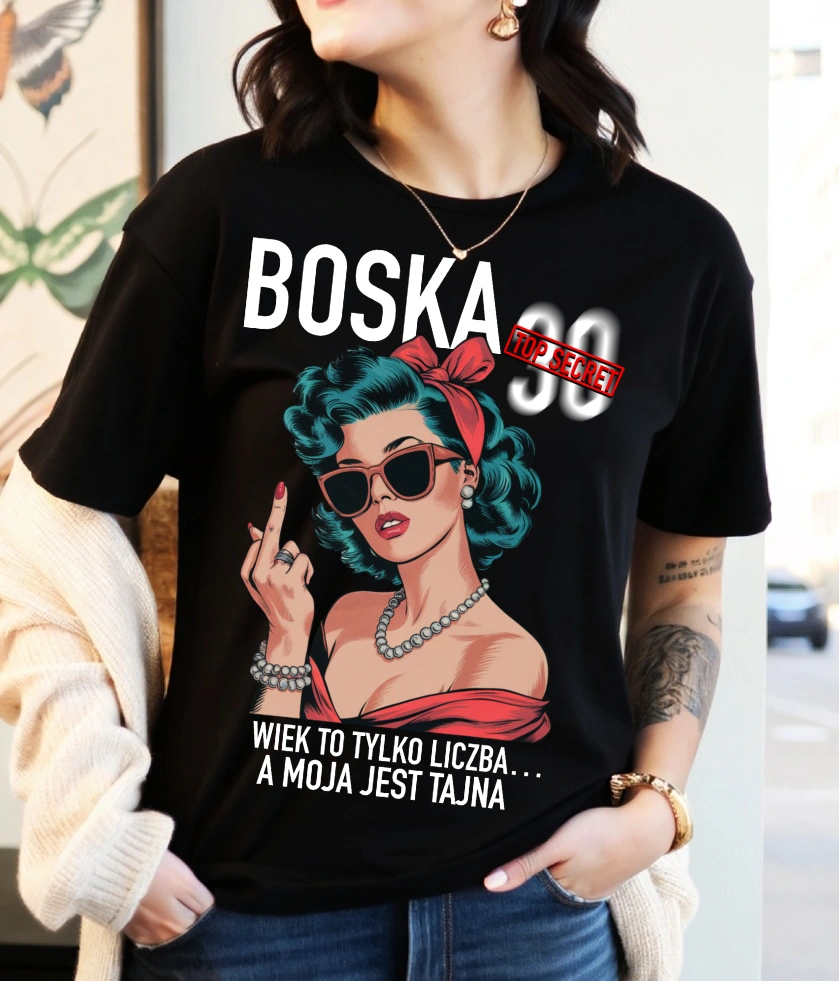 DAMSKA koszulka na 30 urodziny - Boska 30 - wiek to tylko liczba a moja jest tajna''