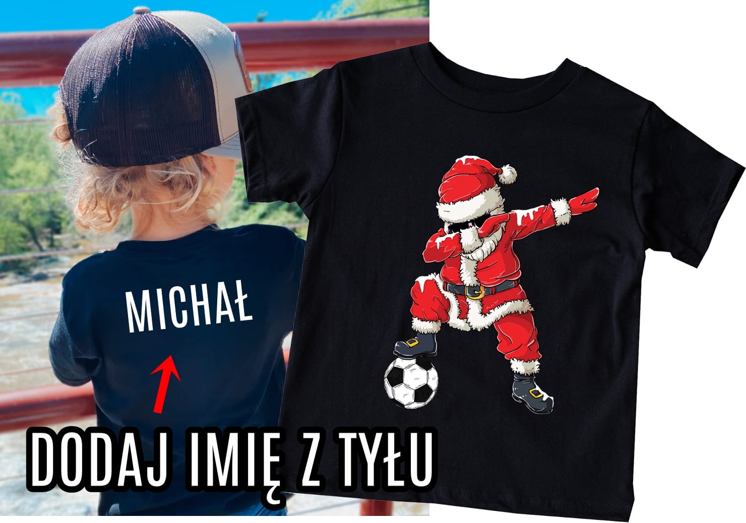 Koszulka dla chłopaków z imieniem - z Mikołajem grającym w piłkę