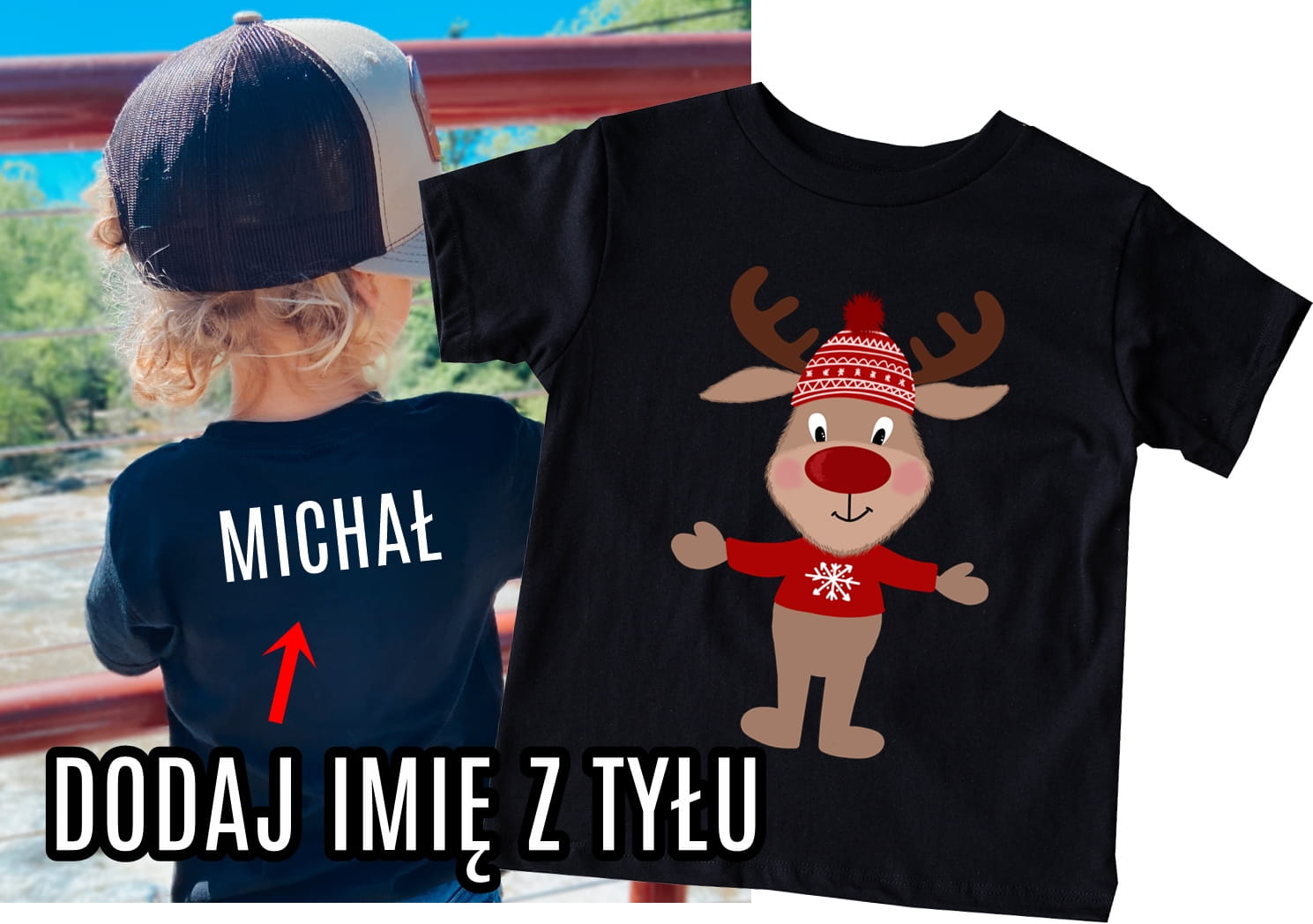 Koszulka dla chłopaków z imieniem - na święta ! RENIFER