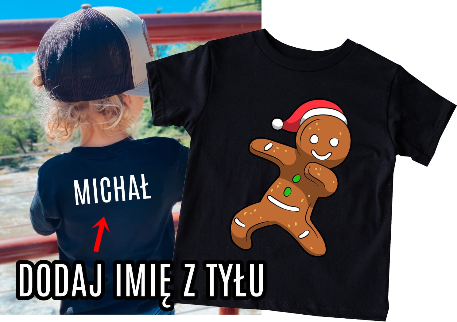 Koszulka dla chłopaków Z PIERNIKIEM z imieniem - na święta !