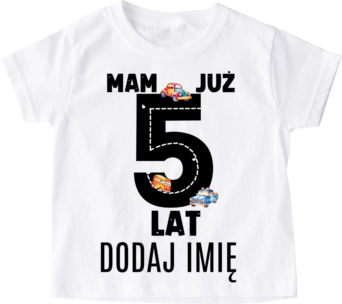 Koszulka na urodziny dla chłopczyka z imieniem mam już 5 LAT