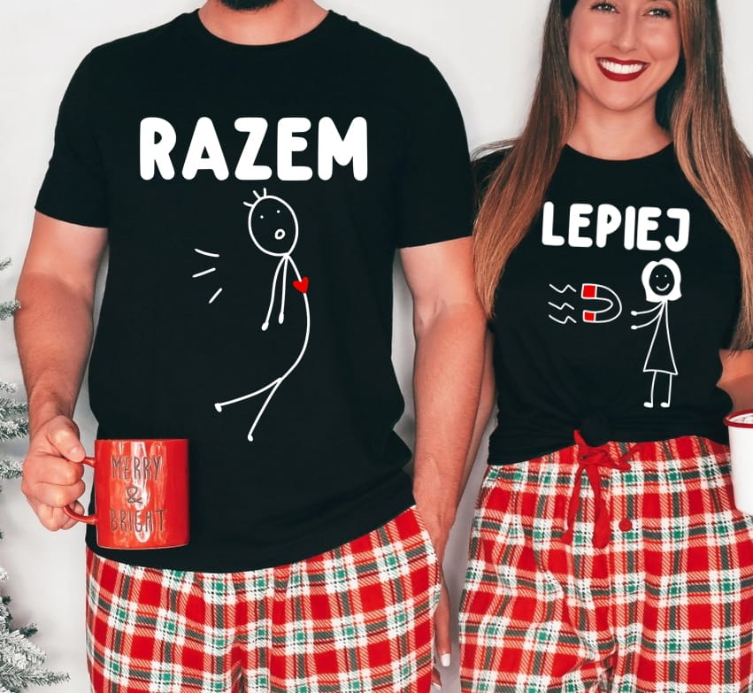 Zestaw koszulek dla pary na walentynki - RAZEM LEPIEJ