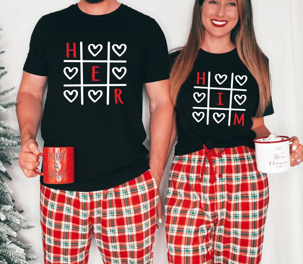 Zestaw koszulek dla pary na walentynki him her