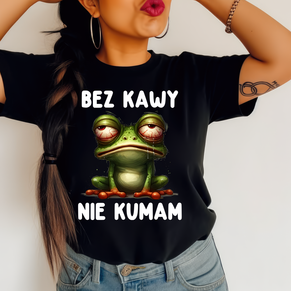 Śmieszna damska koszulka dla kawoszki - bez kawy nie kumam