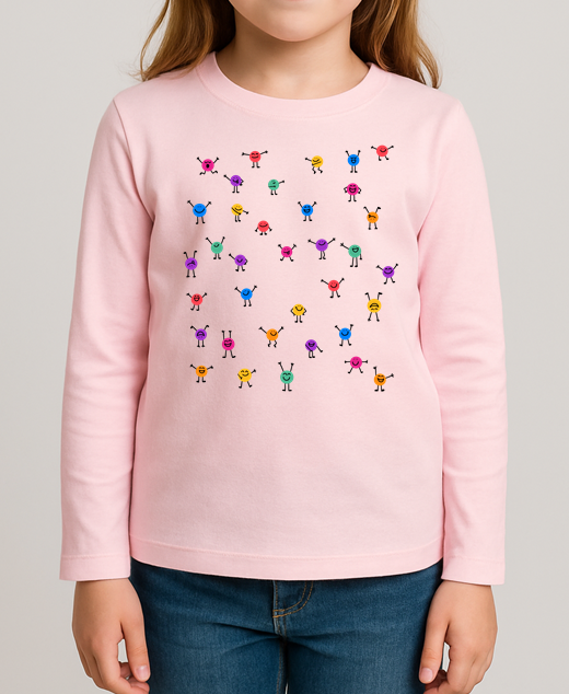 Różowa koszulka z długim rękawkiem na Dzień Kropki dla dziewczynki wzór kropki22