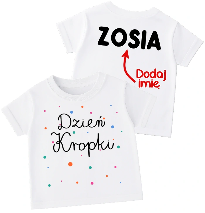 Koszulka dla na dzień kropki z kropkami oraz imieniem na plecach