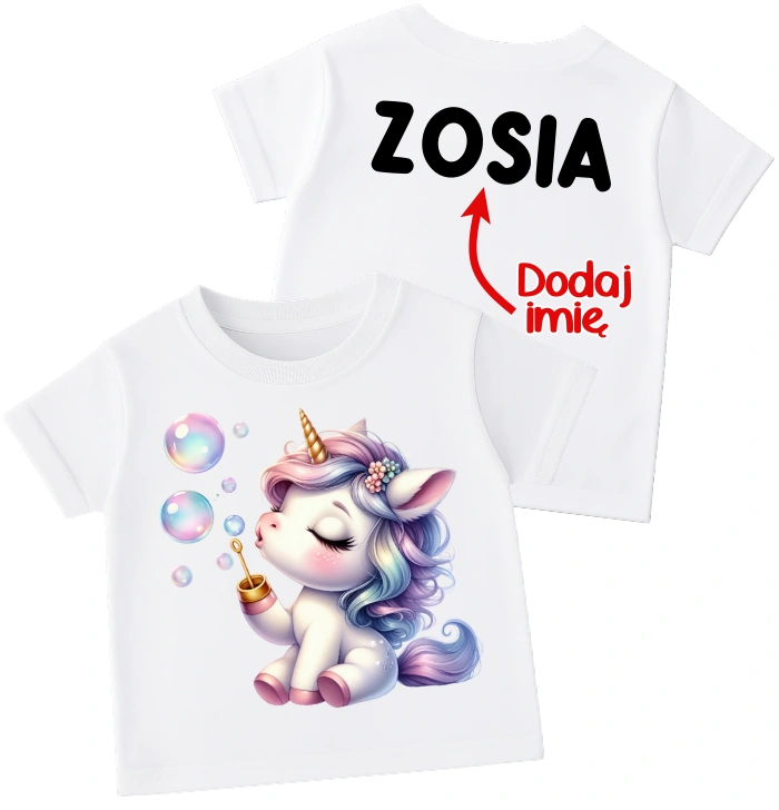 Koszulka dla dziewczynki z unicornem oraz imieniem - wzór unicorn201