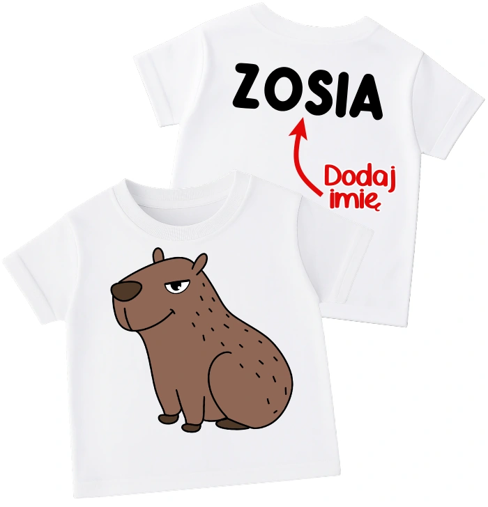 Koszulka z kapibarą dla dziecka oraz imieniem