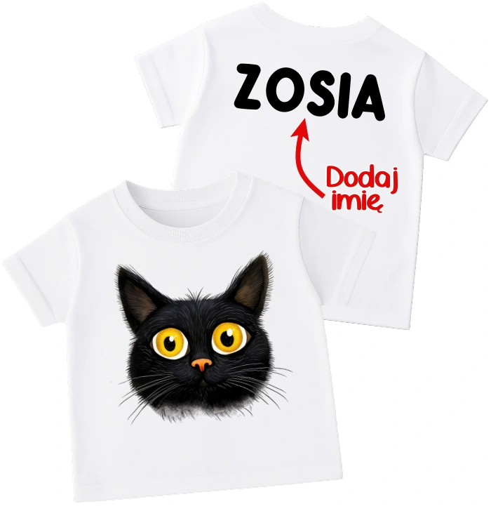 Koszulka dla DZIECKA Z KOTEM ORAZ IMIENIEM NA PLECACH