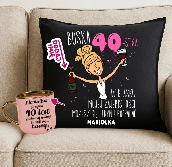 Personalizowany Zestaw prezentowy na 40 urodziny dla blondynki - BOSKA 40 W BLASKU MOJEJ...