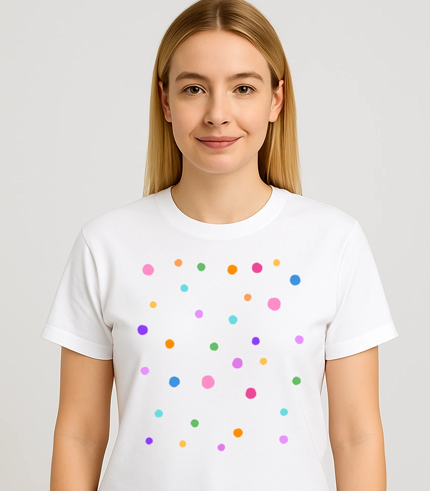 Damska koszulka na Dzień kropki W KOLOROWE KROPKI