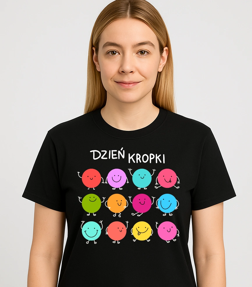 Czarna damska koszulka na Dzień Kropki