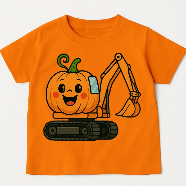 Pomarańczowa koszulka NA DZIEŃ DYNI Z KOPARKĄ